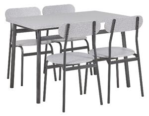 Sada jídelního stolu a 4 židlí šedá s černou VELDEN