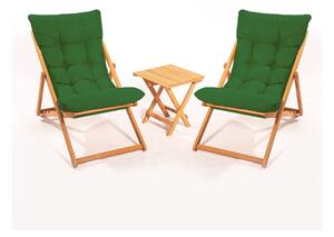 Zahradní lounge set z bukového dřeva v zeleno-přírodní barvě pro 2 – Floriane Garden
