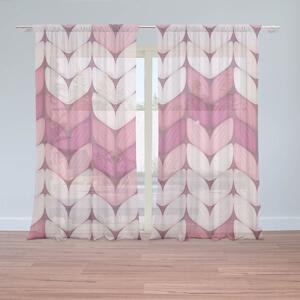 Sablio Záclony Tříbarevné růžové pletení: 2ks 150x250cm