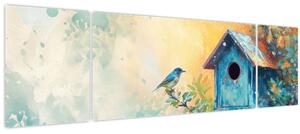 Obraz - Ptačí budka, akvarel (170x50 cm)