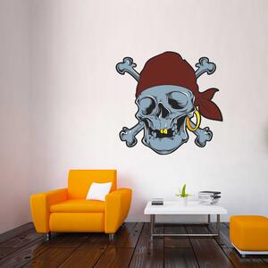 Barevná samolepka na zeď - Pirátská lebka (120x114 cm)