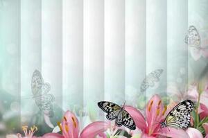 Fotožaluzie - - Květy s motýly 2 100 x 100cm