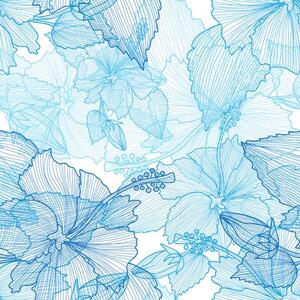 Fotožaluzie - vzor modré kreslené květy 100 x 100cm
