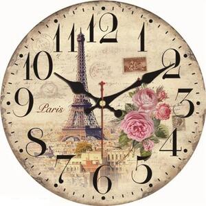 Živá Zeď Dřevěné nástěnné hodiny Eiffelova věž