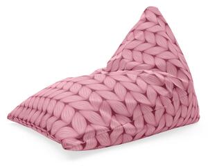 Sablio Sedací vak Triangl Růžové pletení z vlny: 120 x 100 x 100 cm
