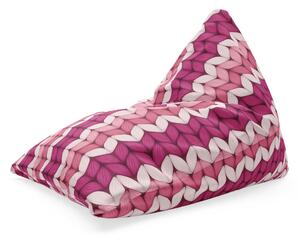 Sablio Sedací vak Triangl Střídajíci růžové pletení: 120 x 100 x 100 cm