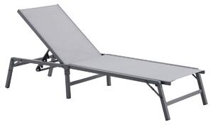 Sunfun Zahradní lehátko polohovací, 186 × 63 × 86 cm, hliník, textil, světle šedé