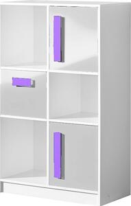 Casarredo - Komfort nábytek Dětská skříňka GULLIWER 7 bílá lesk/fialová