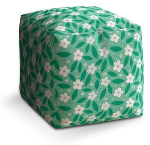 Sablio Taburet Cube Bílé květy s lístky: 40x40x40 cm