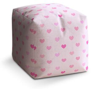 Sablio Taburet Cube Růžové srdce: 40x40x40 cm