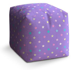 Sablio Taburet Cube Hvězdy na fialové: 40x40x40 cm