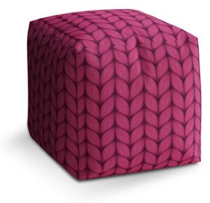 Sablio Taburet Cube Pletení ve fuchsiové barvě: 40x40x40 cm