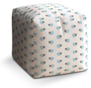 Sablio Taburet Cube Modré ovce: 40x40x40 cm