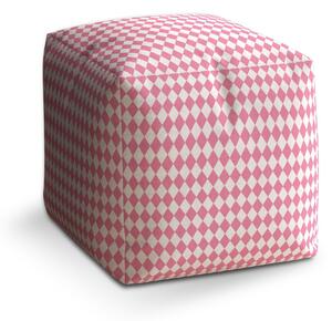 Sablio Taburet Cube Růžovobílé kosočtverce: 40x40x40 cm