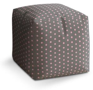 Sablio Taburet Cube Růžové puntíky na šedé: 40x40x40 cm