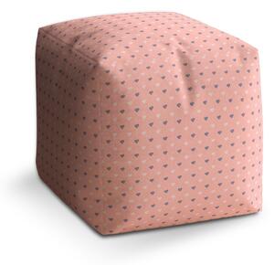 Sablio Taburet Cube Srdíčka na růžové: 40x40x40 cm