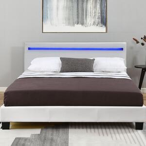 Čalouněná postel Verona 120 x 200 cm s LED osvětlením v bílé barvě