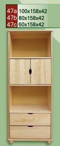 Dřevěný regál knihovna CLASSIC 47 z masivu borovice
