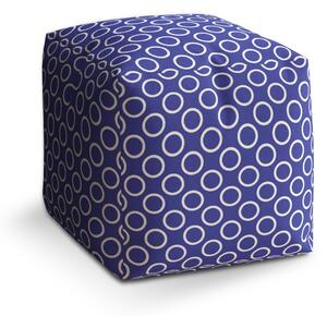 Sablio Taburet Cube Bílé kruhy na modré: 40x40x40 cm