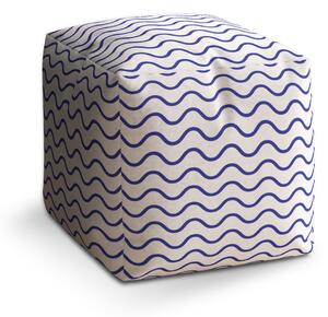 Sablio Taburet Cube Modré vlnky: 40x40x40 cm