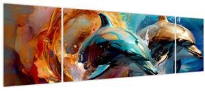 Obraz - Malba delfínů (170x50 cm)