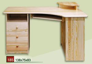 Rohový psací stůl CLASSIC 185 z masivu borovice