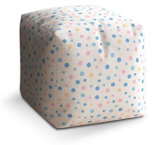 Sablio Taburet Cube Barevné puntíky na bílé: 40x40x40 cm