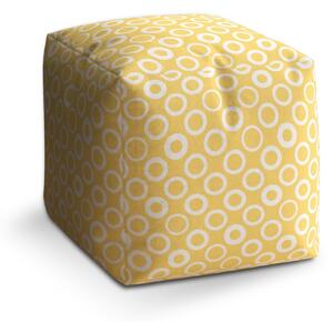 Sablio Taburet Cube Bílé kruhy na žluté: 40x40x40 cm