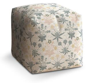 Sablio Taburet Cube Šedé květiny: 40x40x40 cm