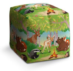 Sablio Taburet Cube Lesní zvířátka 2: 40x40x40 cm