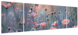 Obraz - Květiny v pastelových barvách (170x50 cm)