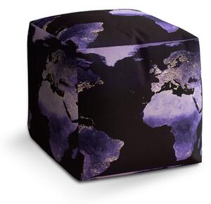 Sablio Taburet Cube Světelná mapa světa: 40x40x40 cm