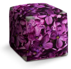 Sablio Taburet Cube Fialové květy: 40x40x40 cm