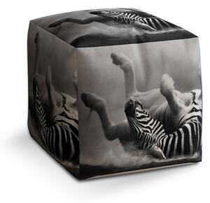 Sablio Taburet Cube Válející se zebra: 40x40x40 cm