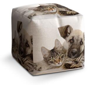 Sablio Taburet Cube Kočička a štěňátko: 40x40x40 cm