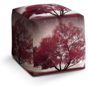 Sablio Taburet Cube Červený strom: 40x40x40 cm
