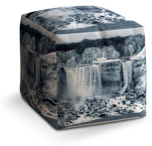 Sablio Taburet Cube Černobílý vodopád: 40x40x40 cm