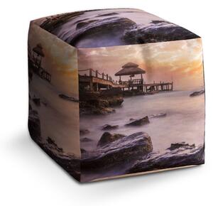 Sablio Taburet Cube Mlha nad mořem: 40x40x40 cm