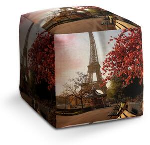 Sablio Taburet Cube Eiffelova věž a červený strom: 40x40x40 cm