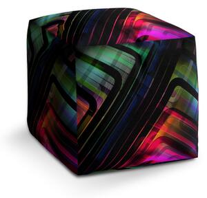 Sablio Taburet Cube Černé pruhy: 40x40x40 cm