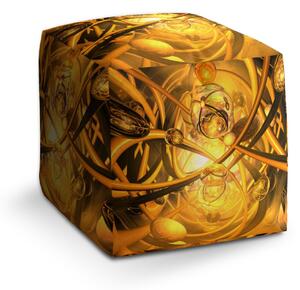 Sablio Taburet Cube Žlutá abstrakce: 40x40x40 cm