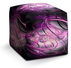 Sablio Taburet Cube Fialová abstrakce: 40x40x40 cm
