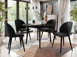 Kulatý stůl Botiler FI 100 se 4 židlemi ST100 04, barva: natura, barva: černá, Potah: Magic Velvet 2250 Mirjan24 5903211162114