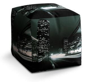 Sablio Taburet Cube Noční ulice: 40x40x40 cm