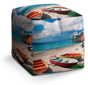 Sablio Taburet Cube Loďky na pláži: 40x40x40 cm