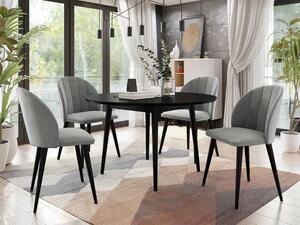 Kulatý stůl Botiler FI 100 se 4 židlemi ST100 04, barva: natura, barva: černá, Potah: Magic Velvet 2258 Mirjan24 5903211162213