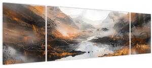 Obraz - Malba horské krajiny (170x50 cm)