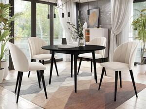 Kulatý stůl Botiler FI 100 se 4 židlemi ST100 04, barva: černá, Potah: Magic Velvet 2225 Mirjan24 5903211162084