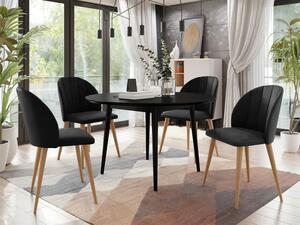 Kulatý stůl Botiler FI 100 se 4 židlemi ST100 04, barva: natura, barva: černá, Potah: Magic Velvet 2219 Mirjan24 5903211162121