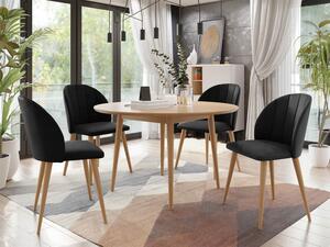 Kulatý stůl Botiler FI 100 se 4 židlemi ST100 04, barva: natura, barva: černá, Potah: Magic Velvet 2217 Mirjan24 5903211162282